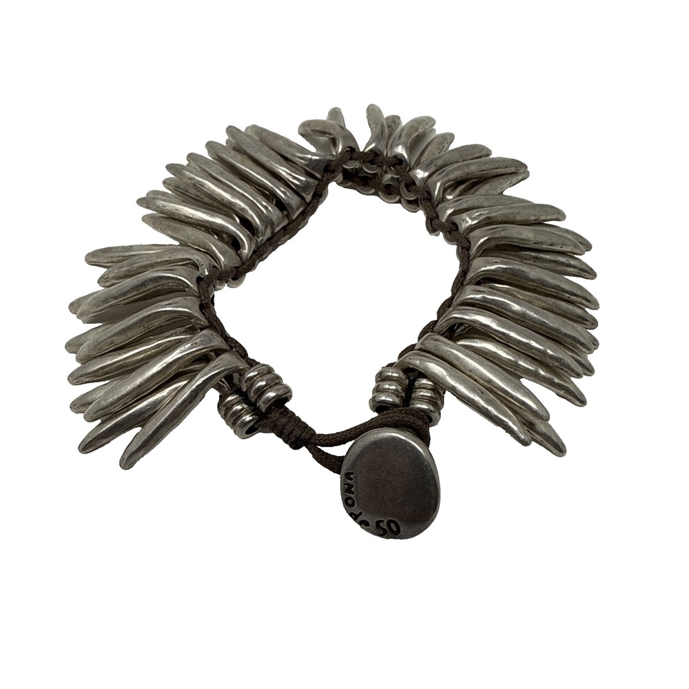 Uno de 50 Al Pino Multi Strand Coral Spike Bracelet Silver Tone